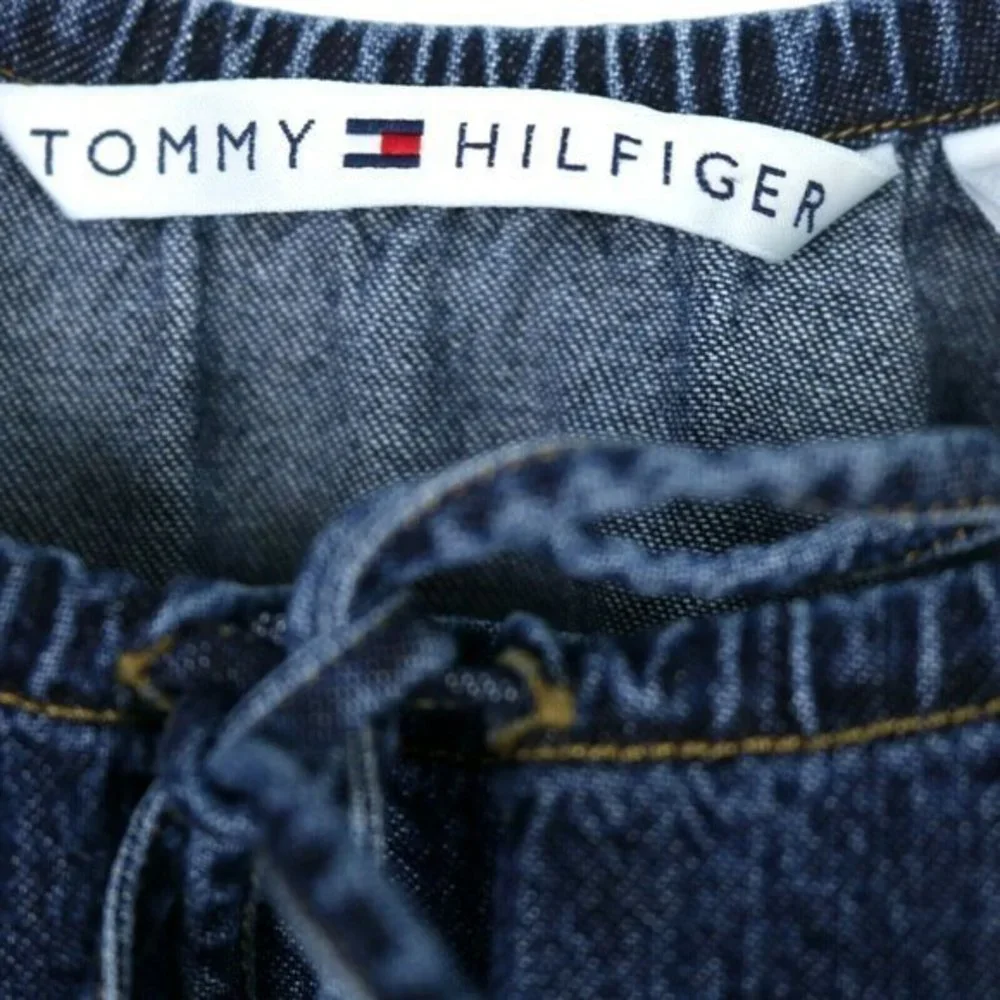 Vintage Tommy Hilfiger Denim Jean Shirt Top Blouse Blue Short Sleeve‎ 4